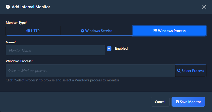Add Monitor Dialog